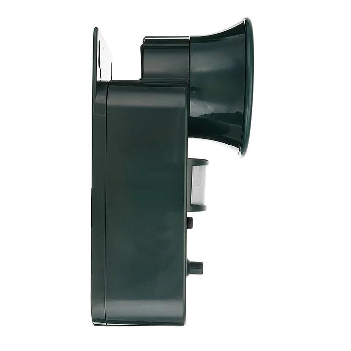 Motion-activated ultrasonic animal repeller for effective and humane outdoor pest deterrence.
