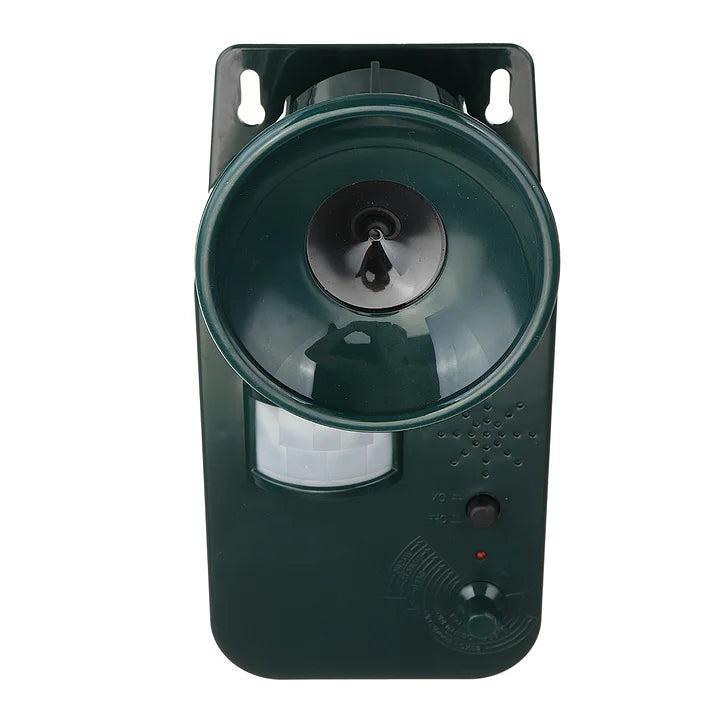 Weather-resistant outdoor ultrasonic animal repeller, ideal for garden and lawn wildlife control.