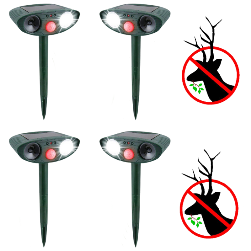 Outdoor ultrasonic deer repeller, solar-powered for effective garden protection & pest control.