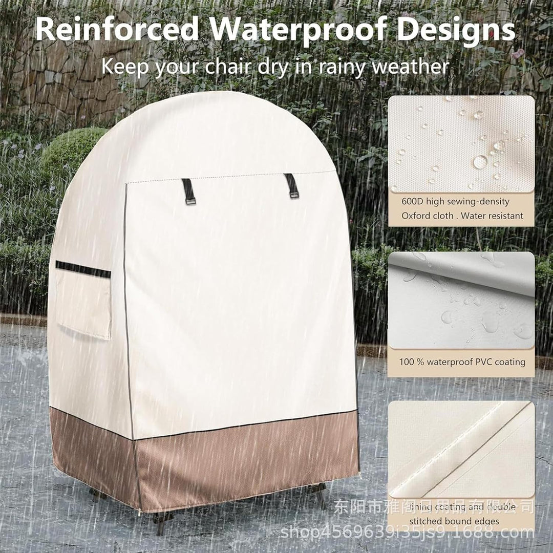 Heavy-duty egg chair cover in black, with double zipper, perfect for outdoor patio and garden use.