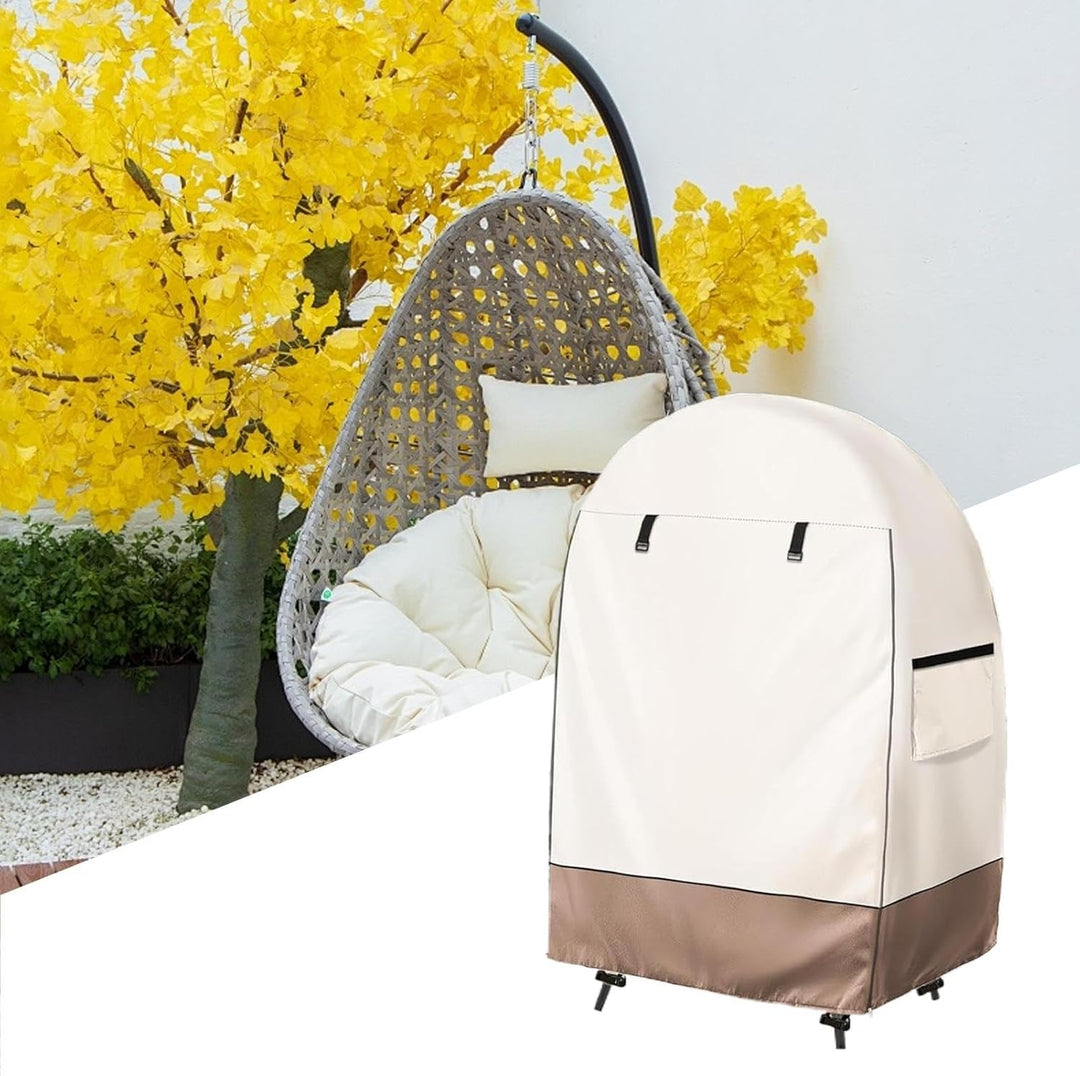 Garden accessory: black waterproof egg chair cover with double zipper for all-weather outdoor use.