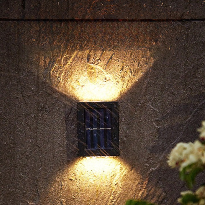 Robust outdoor wireless solar LED wall lamp for all-weather garden & patio lighting. Practical automatic security light.