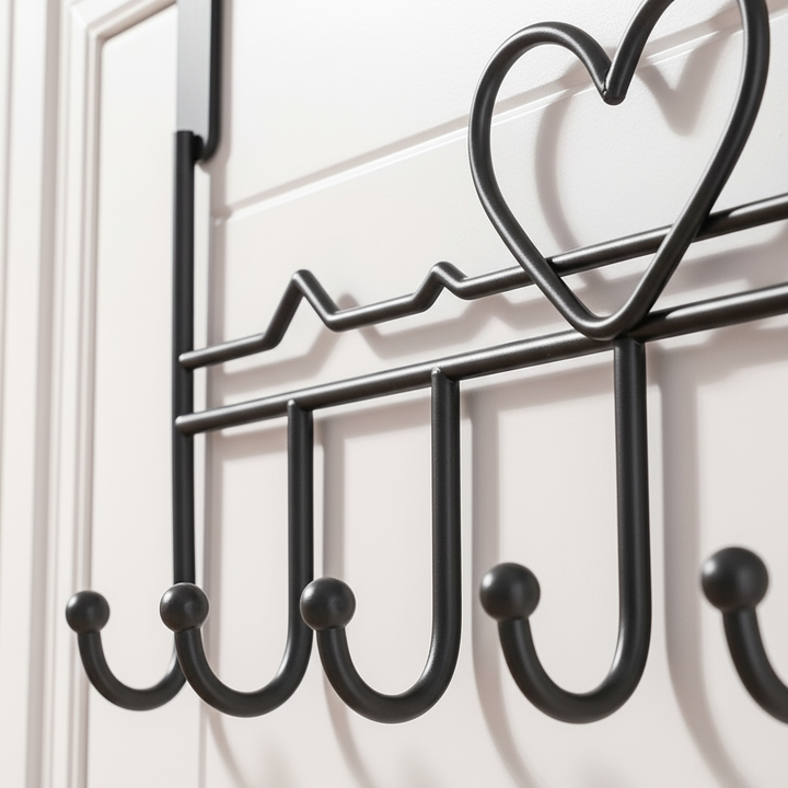 No-drill over-the-door wardrobe hook in sleek metal, perfect for coats, towels & home organization