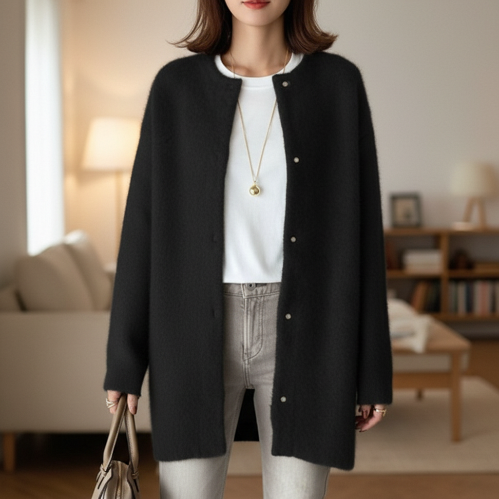 Oversized button-up knit cardigan sweater for women, fall fashion