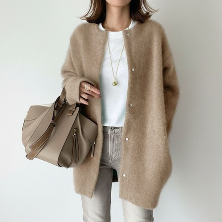 Warm knit oversized button-up cardigan, essential fall and winter outerwear