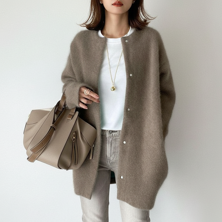 Women's comfortable oversized button-up cardigan, stylish casual wear