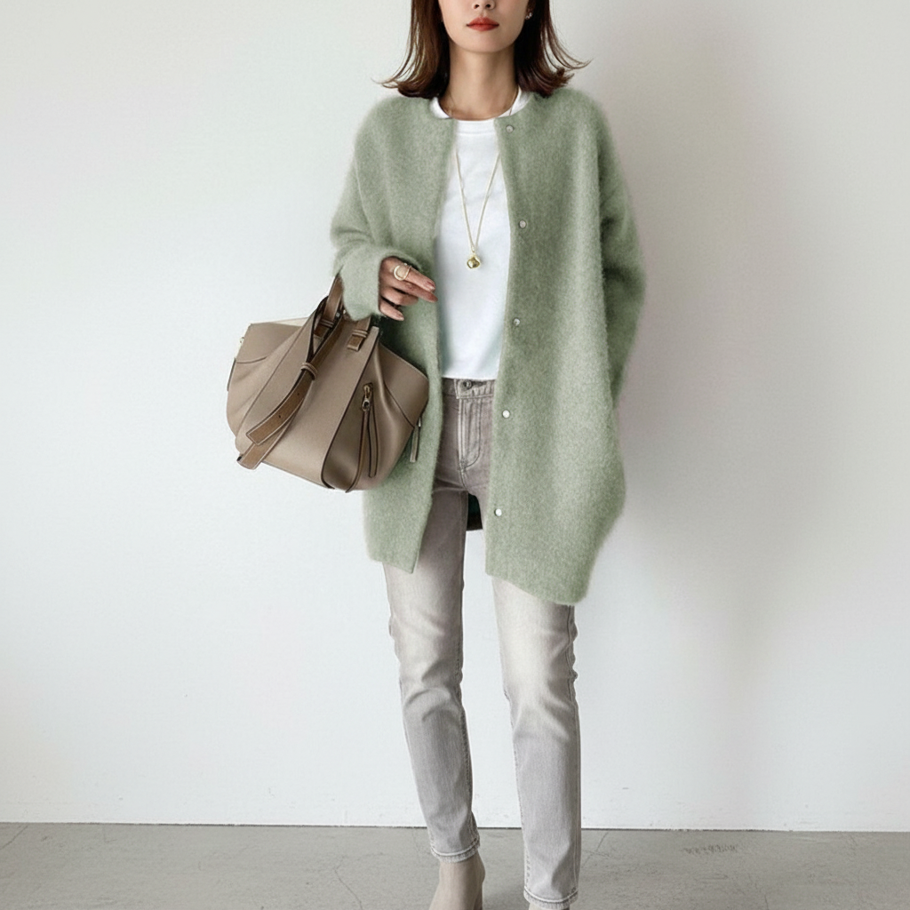 Textured knit oversized button-up cardigan sweater for women, cozy fashion