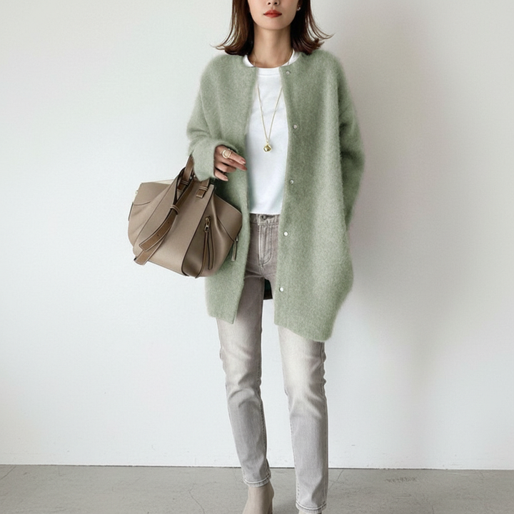 Textured knit oversized button-up cardigan sweater for women, cozy fashion