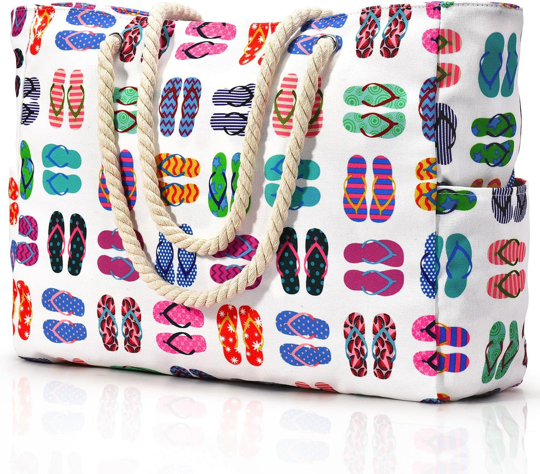 Unisex large capacity tote, sandproof & waterproof, ideal for beach trips and holidays.