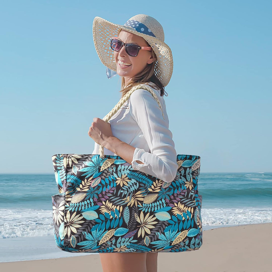 Unisex summer beach tote, oversized, waterproof & sandproof, travel ready.