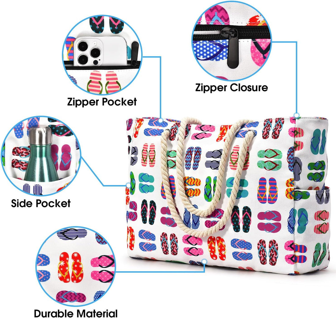 Large waterproof beach bag, sandproof, perfect for outdoor activities.