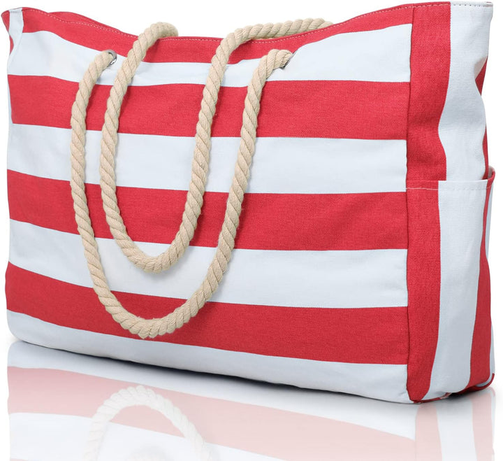 Large capacity oversized beach tote, waterproof & sandproof, designed for comfort.
