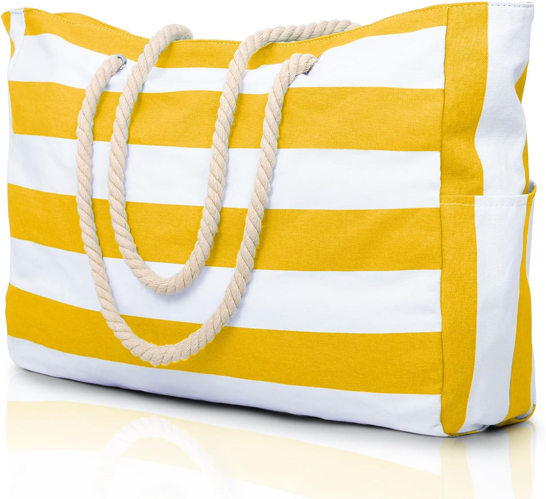 Waterproof beach tote with rope handles, sandproof & extra roomy for summer essentials.