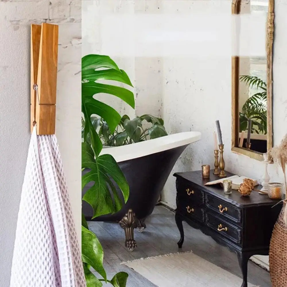Large wooden towel clamps, sturdy solid wood hooks for securely hanging bath towels & kitchen linens.