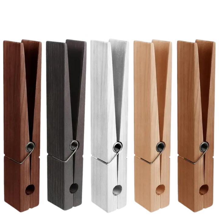 Stylish wooden towel clamp set, perfect for contemporary home organization, adds elegance to any room.