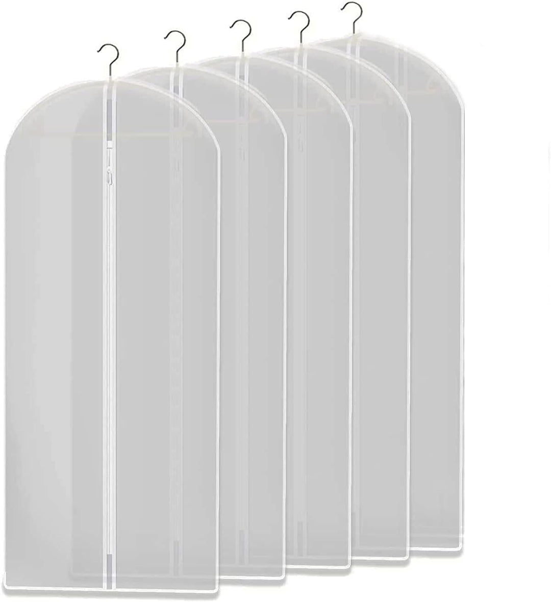 Pack of 10 clear garment storage bags for wardrobe organization, protecting clothes from dust.
