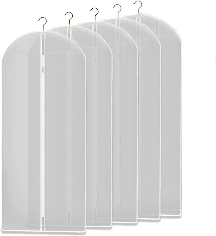 Pack of 10 clear garment storage bags for wardrobe organization, protecting clothes from dust.