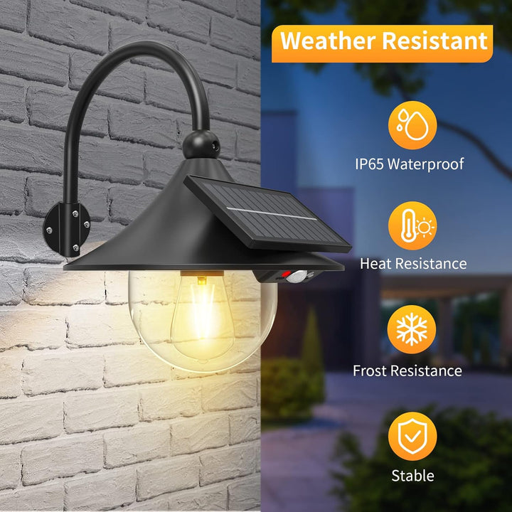 Halden 2-pack solar gooseneck barn lights with 3 modes for yard and garden decor