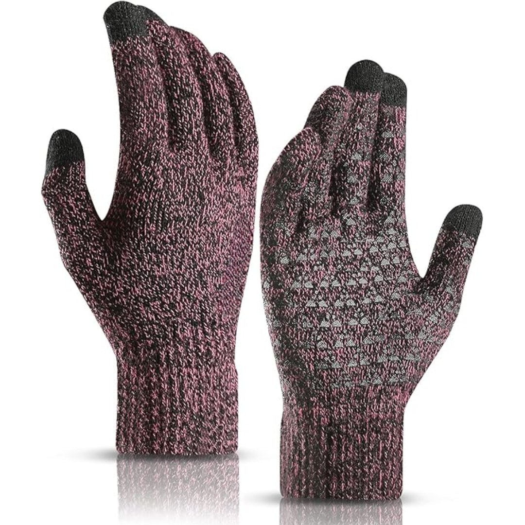 Pair of black Thermal Touchscreen Winter Gloves, WarmFlex, for cold weather