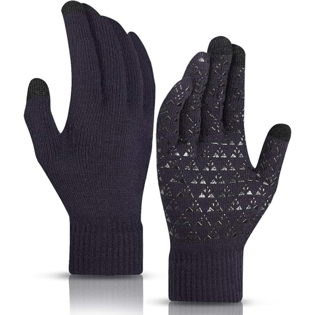 Textured view of the knit fabric on WarmFlex thermal winter touchscreen gloves