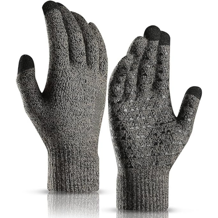 Detail of the touchscreen compatible fingertips on WarmFlex winter gloves