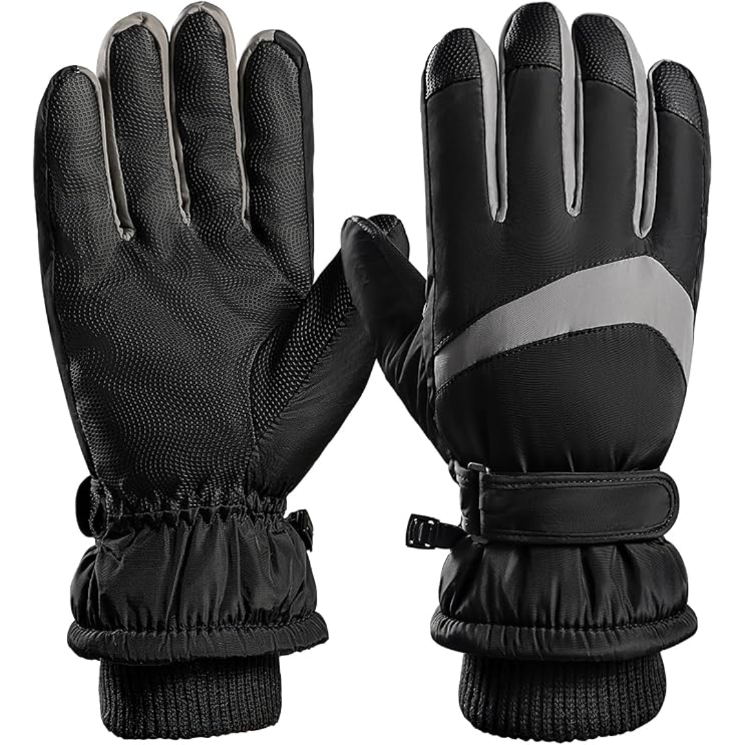 Insulated black touchscreen gloves, ideal winter accessory for men and women