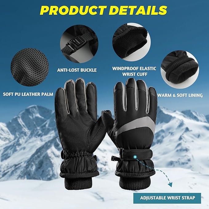 Detail shot of the textured palm of a black ThermaTouch thermal fleece glove
