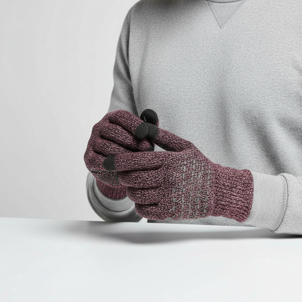 Close-up of anti-slip palm on Unisex Thermal Knitted Touchscreen Gloves, warm winter accessory.