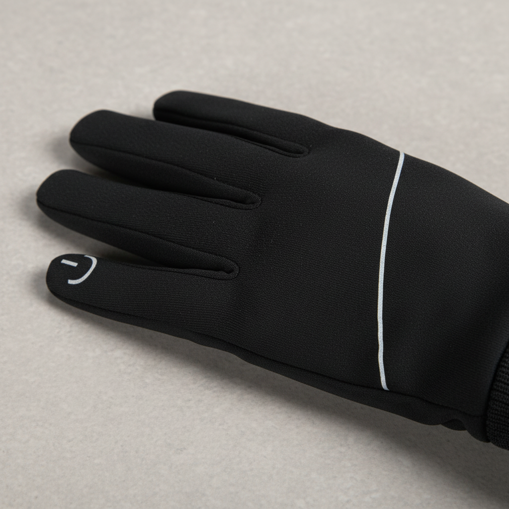 Person wearing black Unisex Touchscreen Winter Gloves, demonstrating their flexibility and warmth during outdoor use