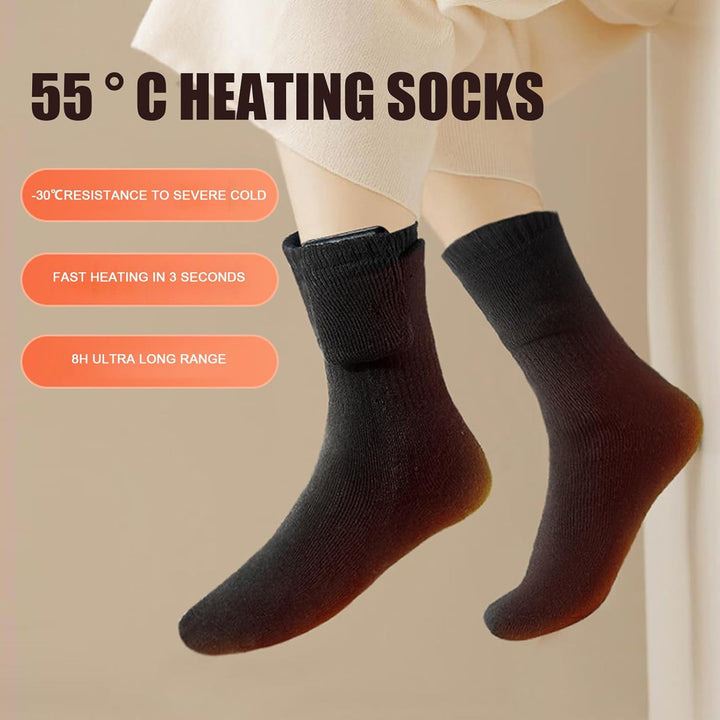 Unisex heated socks powered by USB, providing warmth and comfort in extreme cold conditions.