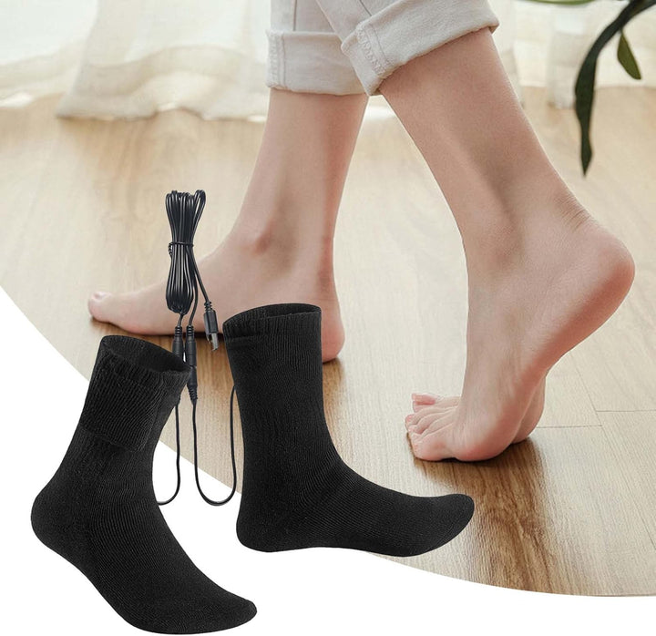 Jorven USB rechargeable heated thermal socks with visible heating elements for winter warmth.