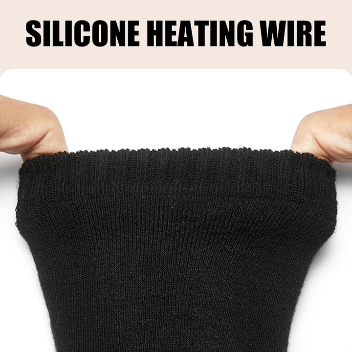 Packaging showcasing Jorven USB rechargeable heated thermal socks, great for outdoor gear.