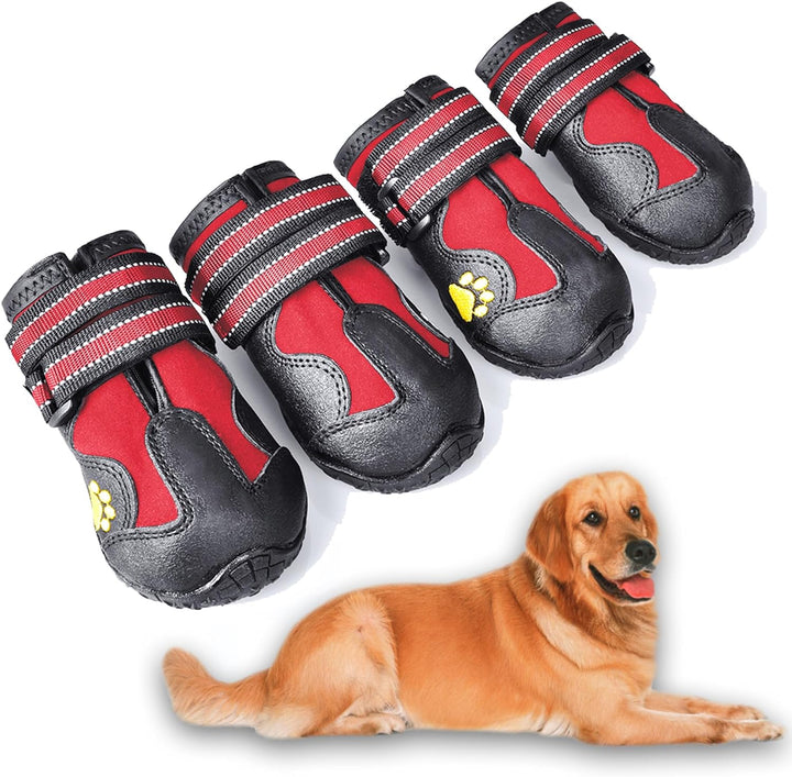 Reflective detailing on a dog boot, paw protector, for enhanced visibility and safety during walks