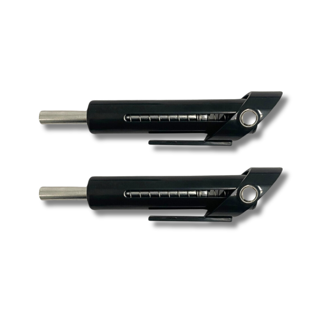 Pair of dropset weight training pins for efficient progressive overload & quick weight adjustments during strength workouts.