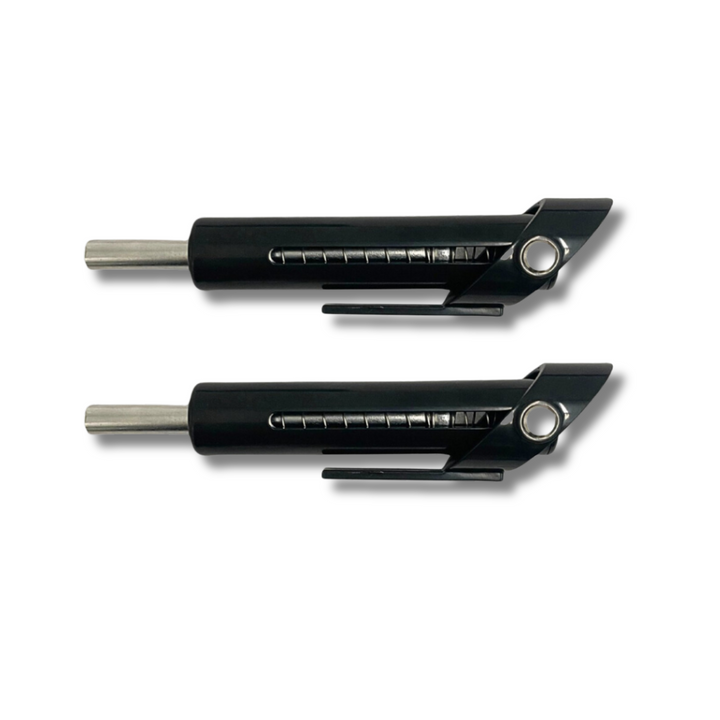 Pair of dropset weight training pins for efficient progressive overload & quick weight adjustments during strength workouts.