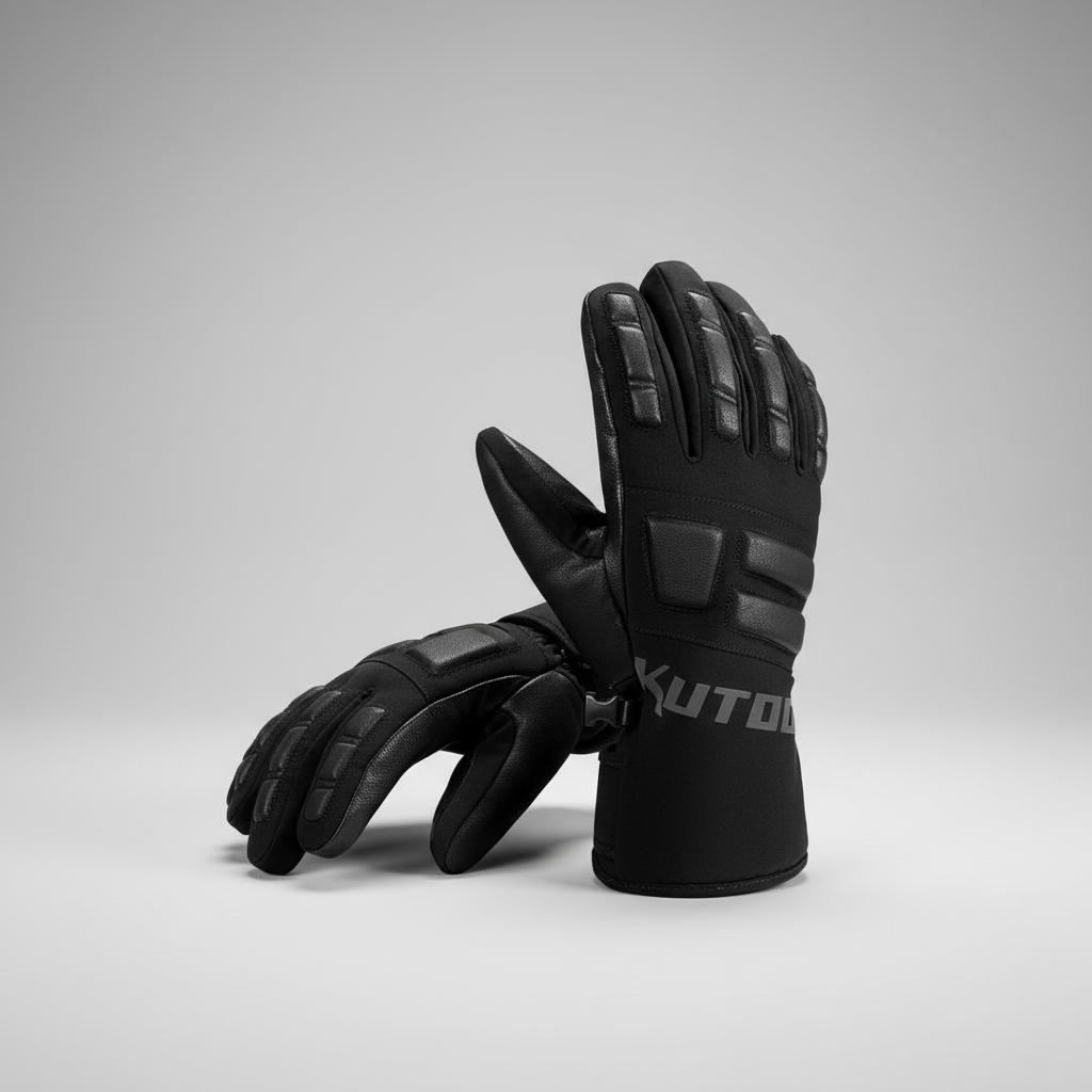 Image shows the durable, waterproof fabric of FrostGrip unisex winter sports mittens, best for snow