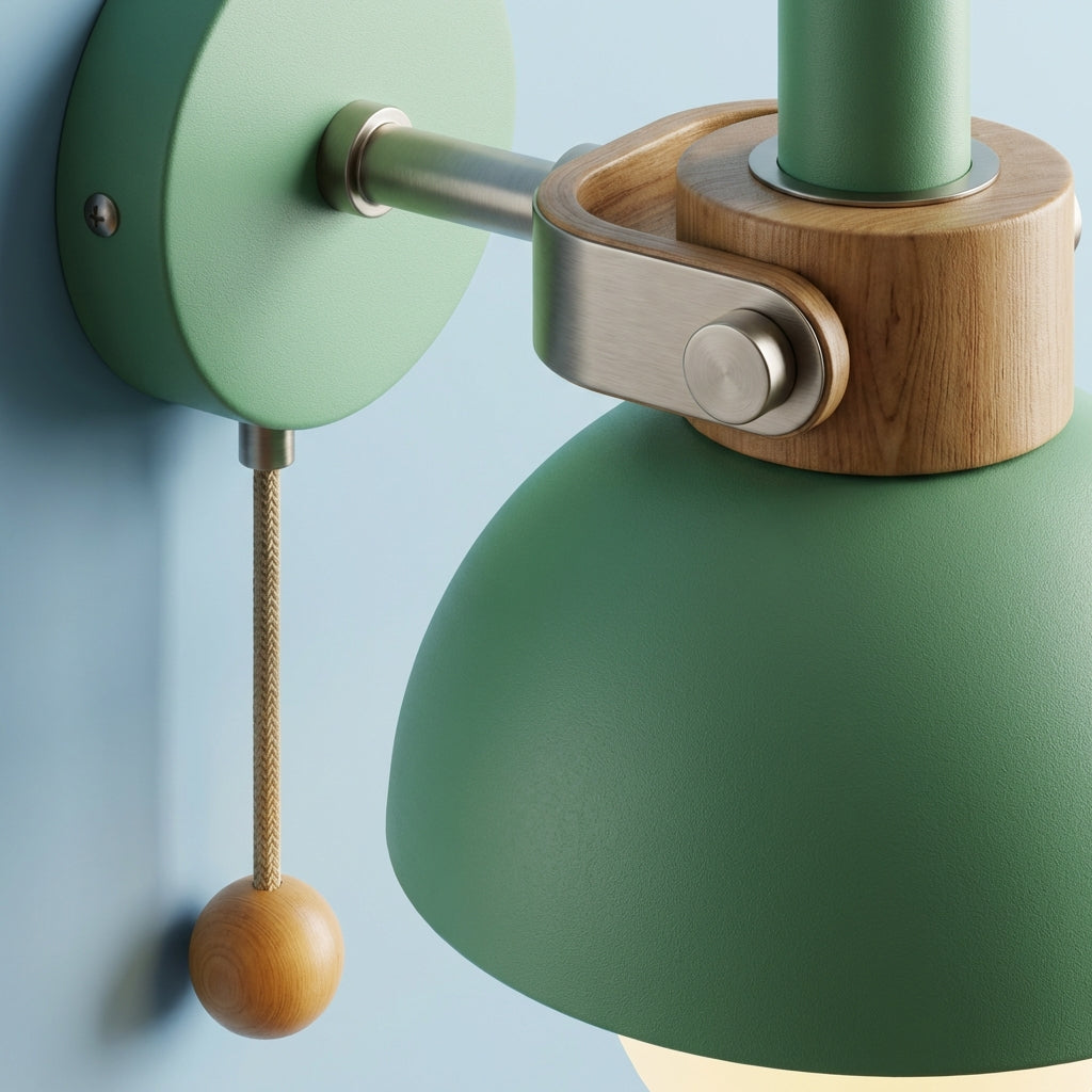 Pastel tone wall sconce, Pastelume, providing gentle, warm light for kids' bedroom or play area decor.