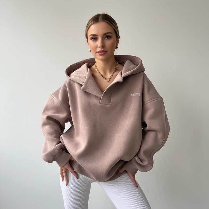 Comfortable women's fleece pullover hoodie, ideal for cozy casual warmth in winter
