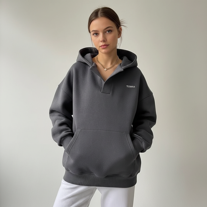 Women's casual fleece-lined hoodie, a warm pullover sweatshirt for everyday cozy comfort