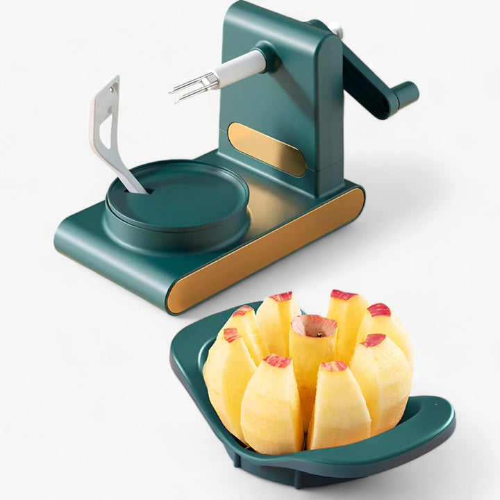 PeelEase multifunctional fruit peeler, a versatile green kitchen tool for quick and easy food prep.