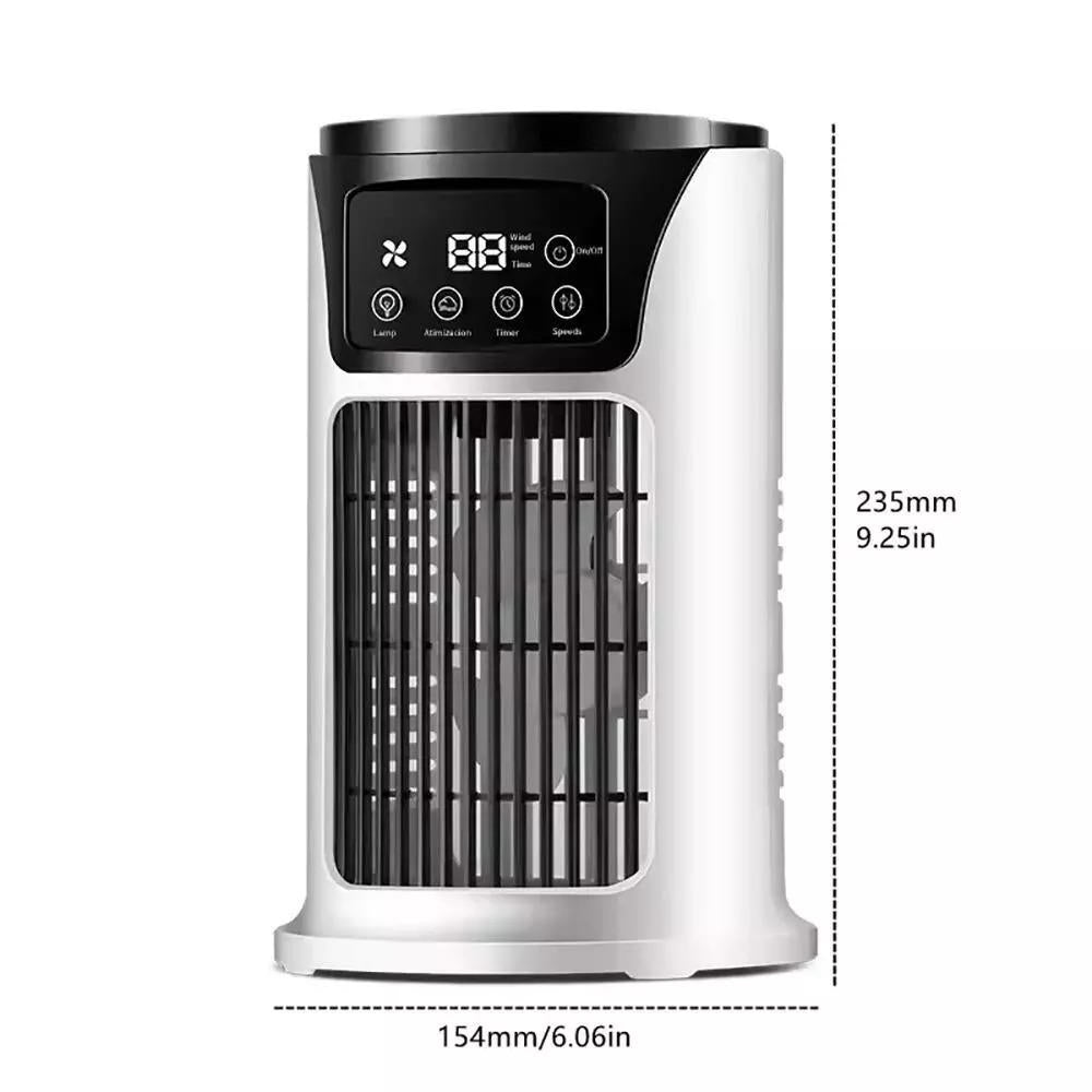 Versatile personal portable air conditioner, a USB fan with humidifier & purifier for instant, quiet home comfort.