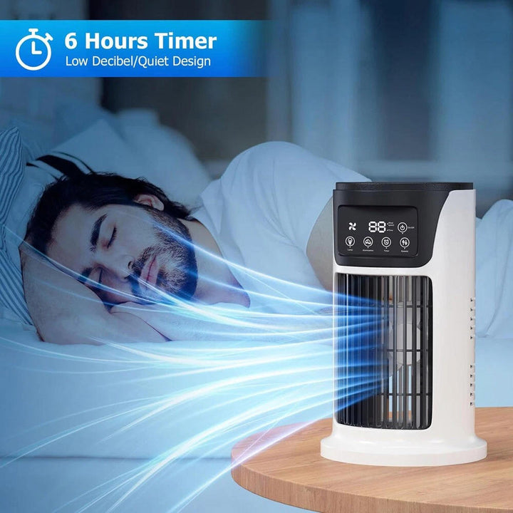 Lightweight personal air cooler, USB-powered desktop fan for instant cooling & improved air quality in any room.