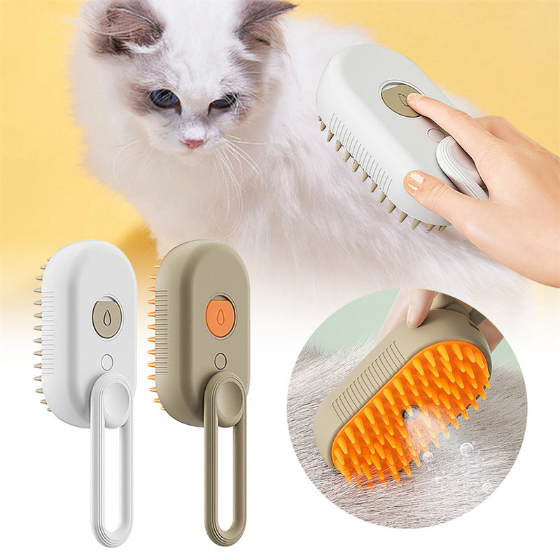 Pet Grooming Brush with Nano Mist for dogs & cats, gently detangles fur & reduces shedding for a healthy coat.