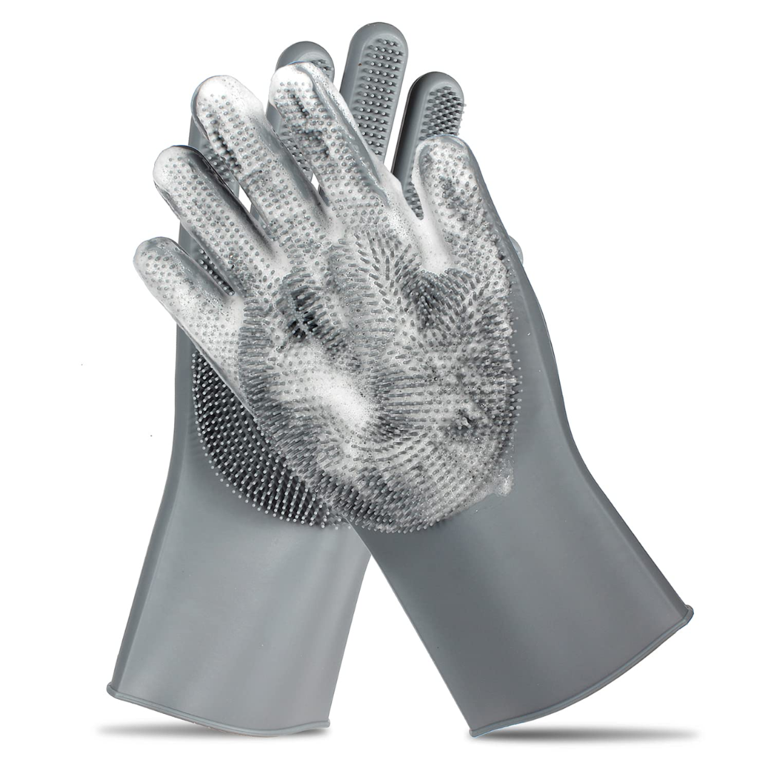 Pet grooming glove for de-shedding and tangle-free fur, perfect for animal care and fur removal.