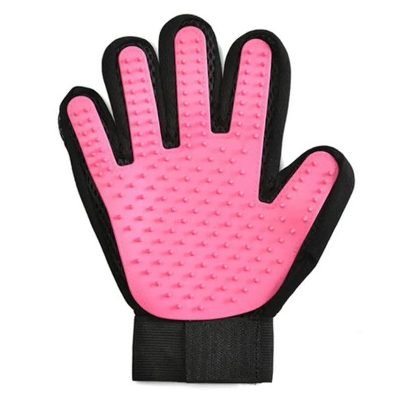 Blue pet grooming glove for dogs & cats, an essential shedding tool for healthy pet care