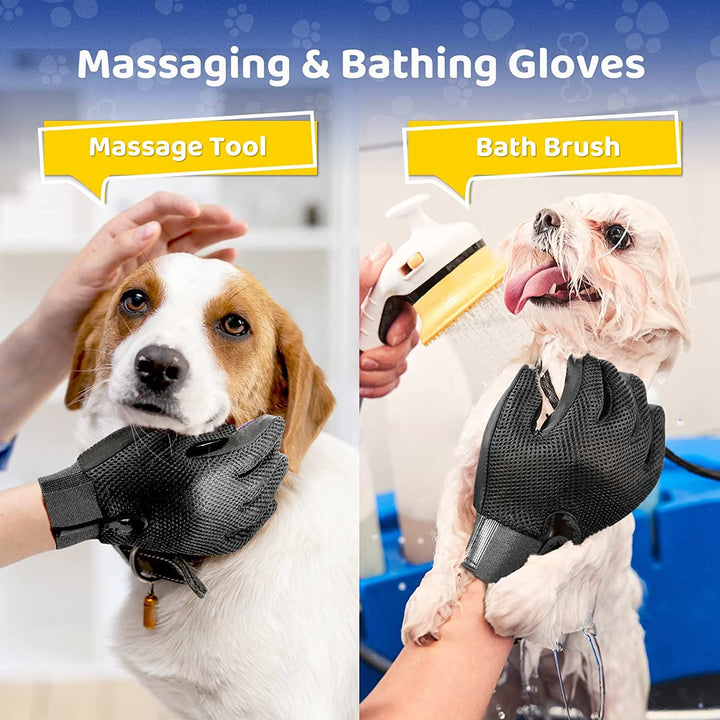 Assortment of pet grooming gloves, essential pet supplies for animal care & hair removal