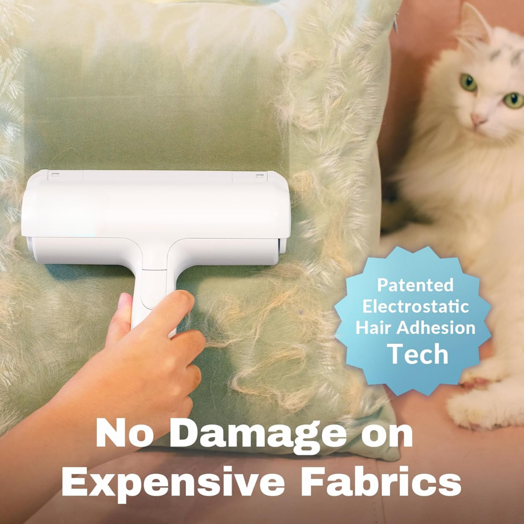 Versatile pet hair remover lint roller for home cleaning, suitable for various surfaces; reusable design