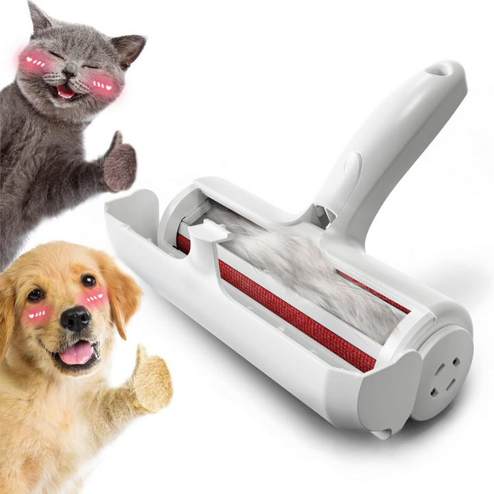 Two pet hair remover lint rollers with self-cleaning bases, emphasizing a complete set for pet owners