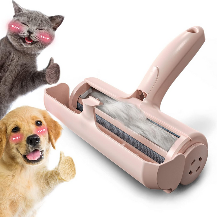 Self-cleaning lint roller for pet hair, effective on couches and clothes, reusable grooming tool