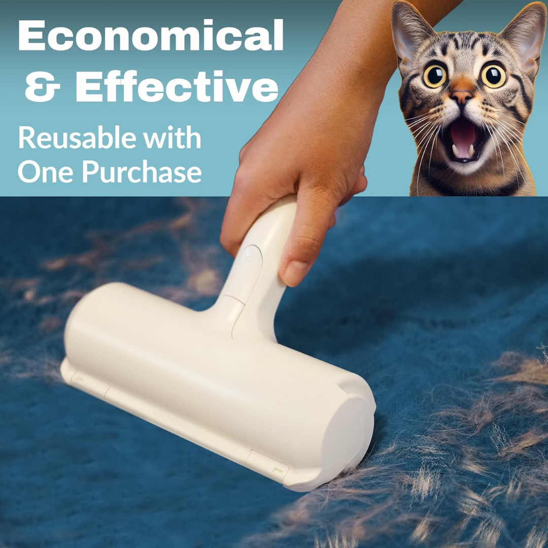 Image illustrating the self-cleaning action of the pet hair remover lint roller for easy maintenance